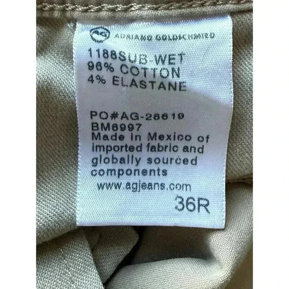 AG Adriano Goldschmidt Mens The Lux Khaki Tailored Trousers in Wheat 36R - Picture 9 of 13